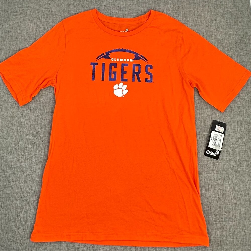 NEW Clemson University Tigers Shirt Orange NCAA Fan Short Sleeve Youth XL Cotton